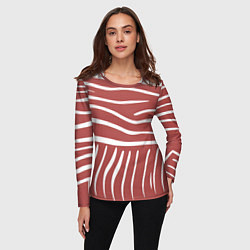 Лонгслив женский Полоски красной зебры, цвет: 3D-принт — фото 2