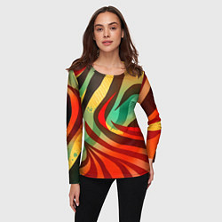 Лонгслив женский Жаркая полосатая абстракция, цвет: 3D-принт — фото 2