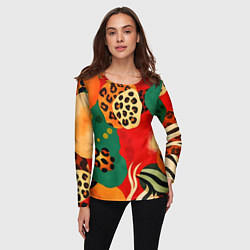 Лонгслив женский Анималистичный африканский паттерн, цвет: 3D-принт — фото 2