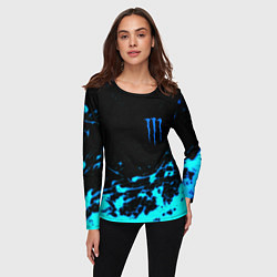 Лонгслив женский Monster energy голубые краски, цвет: 3D-принт — фото 2
