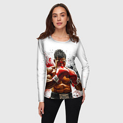 Лонгслив женский Тайский боксер на белом, цвет: 3D-принт — фото 2