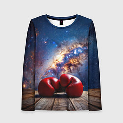 Женский лонгслив Боксерские перчатки в космосе