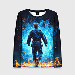 Лонгслив женский Дзюдоист в синем пламени, цвет: 3D-принт