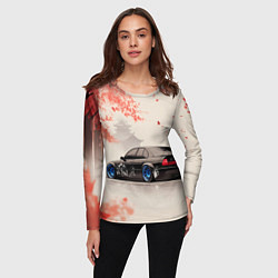 Лонгслив женский Черная БМВ и сакура, цвет: 3D-принт — фото 2