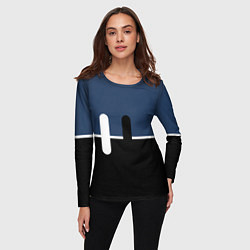 Лонгслив женский Простая абстракция сине-чёрный с белым, цвет: 3D-принт — фото 2