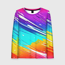 Лонгслив женский Радужные брызги краски текстура, цвет: 3D-принт