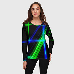Лонгслив женский Color blue black green, цвет: 3D-принт — фото 2