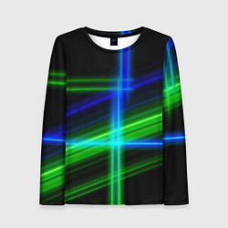 Лонгслив женский Color blue black green, цвет: 3D-принт