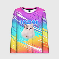 Лонгслив женский Inzoi кошечка на радужном фоне, цвет: 3D-принт