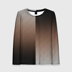 Женский лонгслив Чёрно-коричневый текстурный градиент пополам