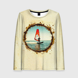 Женский лонгслив Виндсерфер на бежевом