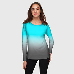 Лонгслив женский Серо-голубой светлый градиент, цвет: 3D-принт — фото 2