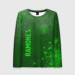 Женский лонгслив Ramones - green gradient вертикально