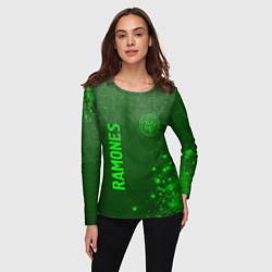 Лонгслив женский Ramones - green gradient вертикально, цвет: 3D-принт — фото 2