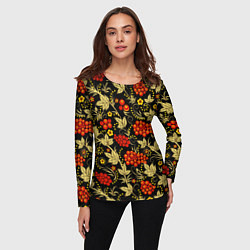 Лонгслив женский Русский узор с позолотой, цвет: 3D-принт — фото 2