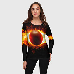 Лонгслив женский Ядро для талкания в огне, цвет: 3D-принт — фото 2