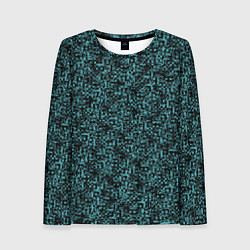 Лонгслив женский Чёрным с синим абстрактная текстура, цвет: 3D-принт
