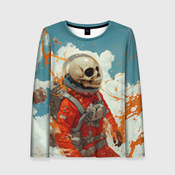 Женский лонгслив Скелет в облаках из космоса