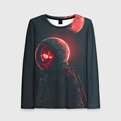 Лонгслив женский Череп космонавта в красном свете, цвет: 3D-принт