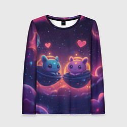 Лонгслив женский Милые пришельцы в космосе, цвет: 3D-принт