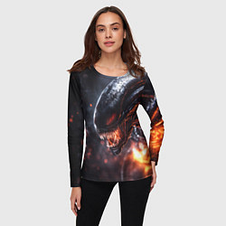 Лонгслив женский Голова Чужого из космоса, цвет: 3D-принт — фото 2