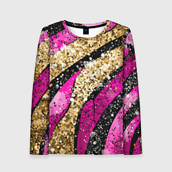 Лонгслив женский Розовые и золотые полосы - текстура, цвет: 3D-принт