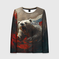 Лонгслив женский Русский медведь в прыжке, цвет: 3D-принт