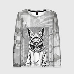 Лонгслив женский Фенек в балахоне, цвет: 3D-принт