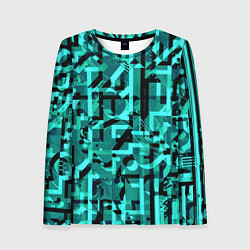 Женский лонгслив Неоновый голубой объёмный эффект