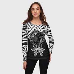 Лонгслив женский Узор - ворон, цвет: 3D-принт — фото 2