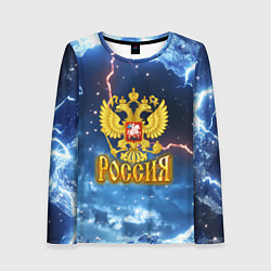 Женский лонгслив Герб России и ледяной фон