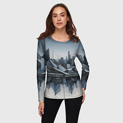 Лонгслив женский Небоскребы и скалы, цвет: 3D-принт — фото 2
