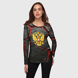 Лонгслив женский Герб России черные плиты, цвет: 3D-принт — фото 2