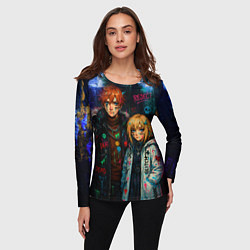 Лонгслив женский Люмин и Тарталья потеки краски, цвет: 3D-принт — фото 2