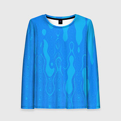 Лонгслив женский Голубой абстракция вода, цвет: 3D-принт