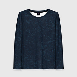 Лонгслив женский Темный синий однотонный пятнистый, цвет: 3D-принт