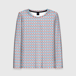 Лонгслив женский Красно-синие фигуры на белом фоне, цвет: 3D-принт