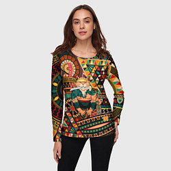 Лонгслив женский Кот самурай - Айко, цвет: 3D-принт — фото 2