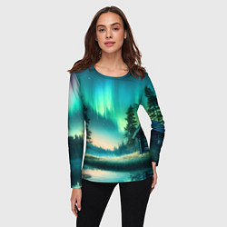 Лонгслив женский Салатневое небо, цвет: 3D-принт — фото 2