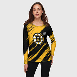 Лонгслив женский Бостон Брюинз - брызги краски, цвет: 3D-принт — фото 2