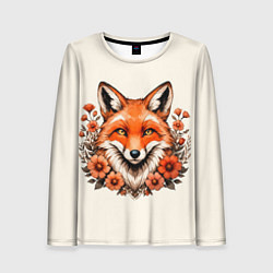 Женский лонгслив Japanese fox in flowers