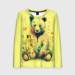 Лонгслив женский Медведь с узорами в стиле Климта, цвет: 3D-принт