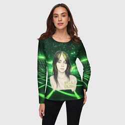 Лонгслив женский Билли Айлиш нарисована с зелеными волосами, цвет: 3D-принт — фото 2