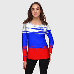 Лонгслив женский Патриот - флаг, цвет: 3D-принт — фото 2