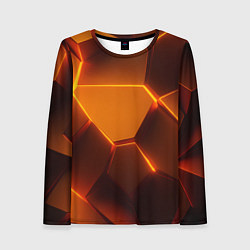 Лонгслив женский Оранжевые объемные пластины, цвет: 3D-принт