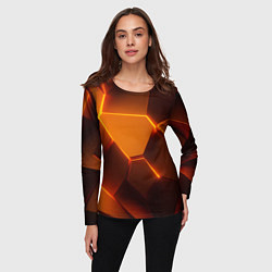 Лонгслив женский Оранжевые объемные пластины, цвет: 3D-принт — фото 2