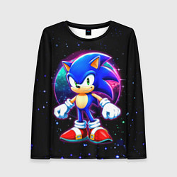 Лонгслив женский Соник в космосе, цвет: 3D-принт