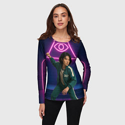 Лонгслив женский Игрок 067 замахивается - Игра в кальмара, цвет: 3D-принт — фото 2