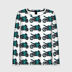 Женский лонгслив Motorbike light blue