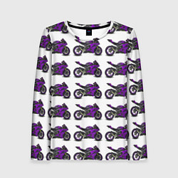 Лонгслив женский Motorcycle purple, цвет: 3D-принт